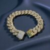 B-626 (16) 11.41 Cts F/VS1 Round Princess Shape Diamonds Men's Cuban Link Bracelet 14K Gold