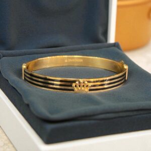 Classy Dubai Handmade Unisex Enameled Bangle Bracelet Hallmark 22K Yellow Gold