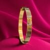 B-628 (26) Classy Dubai Handmade Unisex Enameled Bangle Bracelet Hallmark 22K Yellow Gold