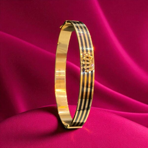 B-628 (26) Classy Dubai Handmade Unisex Enameled Bangle Bracelet Hallmark 22K Yellow Gold