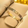 B-628 (27) Classy Dubai Handmade Unisex Enameled Bangle Bracelet Hallmark 22K Yellow Gold