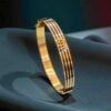 B-628 (28) Classy Dubai Handmade Unisex Enameled Bangle Bracelet Hallmark 22K Yellow Gold