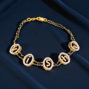 B-629 (16) Pave 1.29 Cts Round Brilliant F/VS1 Diamonds Unisex Custom Name Bracelet 18K Gold