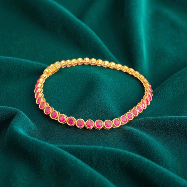 Stunning 13.50 Cts Natural Ruby Unisex Bezel Set Tennis Bracelet 18K Yellow Gold