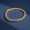 Classy 11.88 Cts Natural Blue Sapphire Unisex Bezel Set Tennis Bracelet 18K Gold