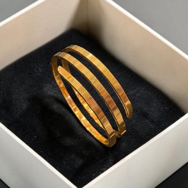 B-634 (20) Beautiful Dubai Triple-Wrap Open Cuff Bracelet In Fine 22Karat Yellow Gold