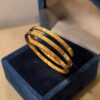 B-634 (24) Beautiful Dubai Triple-Wrap Open Cuff Bracelet In Fine 22Karat Yellow Gold