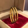 B-634 (25) Beautiful Dubai Triple-Wrap Open Cuff Bracelet In Fine 22Karat Yellow Gold