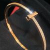 Pave 0.72 Cts Round Brilliant Cut Diamonds T1 Wide Hinged Bracelet In 14K Gold