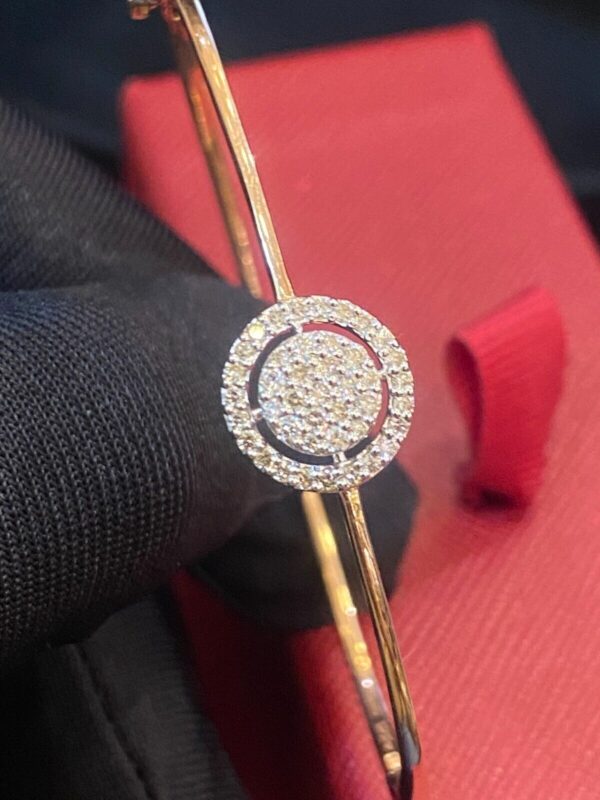 Pave 1/2 Cts Round Brilliant Cut Natural Diamonds Halo Bracelet In 585 14K Gold