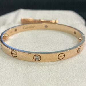 0.42 Cts Round Brilliant Cut Diamonds Unisex Two-Screw Love Bracelet In 585 14K Gold
