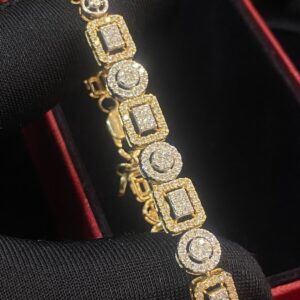 B-993 (1) Pave 1.92 Cts Round Brilliant Cut Natural Diamonds Halo Tennis Bracelet 14K Gold