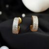 Stunning 1.25 Cts F/VS1 Round Brilliant Cut Diamonds Semi Hoop Earrings 18K Gold