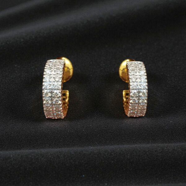 Stunning 1.25 Cts F/VS1 Round Brilliant Cut Diamonds Semi Hoop Earrings 18K Gold