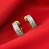 Stunning 1.25 Cts F/VS1 Round Brilliant Cut Diamonds Semi Hoop Earrings 18K Gold