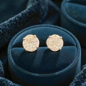 E-030 (25) Classy 2 Cts Princess Marquise Shape F/VS1 Diamonds Stud Earrings 14K White Gold