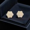 E-031 (24) Pave 2.10 Cts F/VS1 Round Brilliant Cut Diamonds Floral Stud Earrings 14K Gold