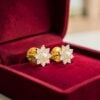 Stunning 1.10 Cts Round Brilliant F/VS1 Diamonds Pearl Stud Earrings in 14K Gold