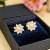 Stunning 1.10 Cts Round Brilliant F/VS1 Diamonds Pearl Stud Earrings in 14K Gold