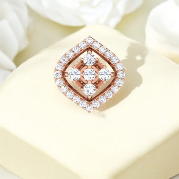 Pave 0.80 Cts F/VS1 Round Brilliant Natural Diamonds Stud Earrings 14K Rose Gold