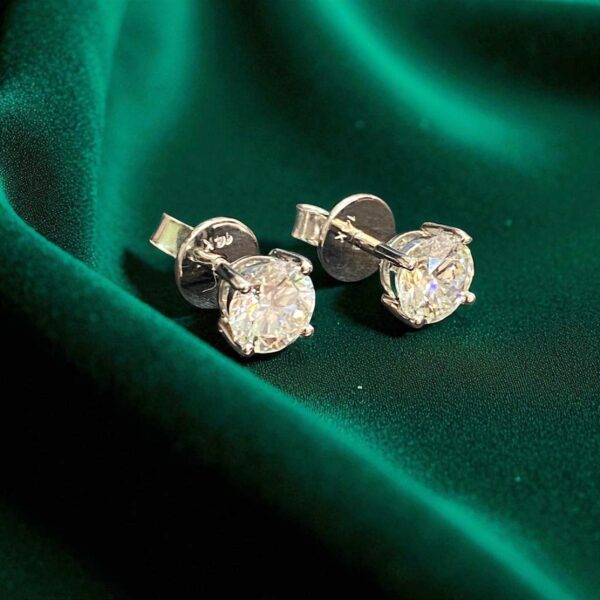 E-080 (17) 1.80 Cts F/VS1 Round Brilliant Cut GIA Certified Diamonds Stud Earrings 14K Gold