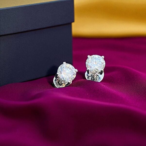 E-080 (19) 1.80 Cts F/VS1 Round Brilliant Cut GIA Certified Diamonds Stud Earrings 14K Gold