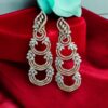 Pave 6.27 Cts Round Pear Marquise Shape Diamonds Long Dangle Earrings 14K Gold