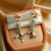 Pave 2.77 Cts Round Brilliant Cut Natural Diamonds Dangle Earrings 14K Rose Gold