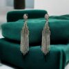 Magnificent 6.95 Cts Round Marquise Shape Diamonds Long Dangle Earrings 14K Gold