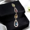 Pave 1.88 Cts F/VS1 Round Brilliant Cut Diamonds Dangle Earrings 14K Yellow Gold