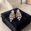 Beautiful 4.07 Cts Pear Marquise Round F/VS1 Diamonds Dangle Earrings 18K Gold