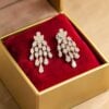 Beautiful 4.07 Cts Pear Marquise Round F/VS1 Diamonds Dangle Earrings 18K Gold