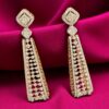 4.86 Carats Round Brilliant Cut Natural Diamonds Dangle Earrings 14K Rose Gold