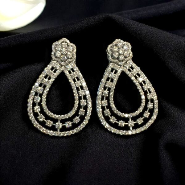 Stunning 6.54 Cts Round Brilliant Cut Natural Diamonds Dangle Earrings 14K Gold