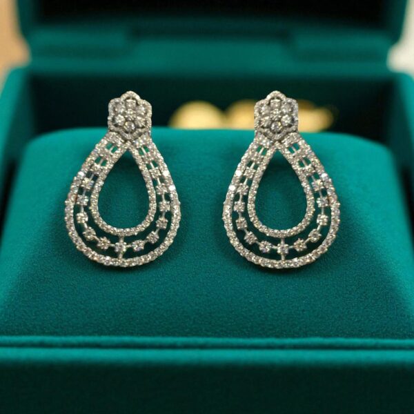 Stunning 6.54 Cts Round Brilliant Cut Natural Diamonds Dangle Earrings 14K Gold