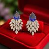 Exquisite 8.93 Cts F/VS1 Marquise Shape Diamonds Sapphire Stud Earrings 14K Gold
