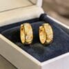 0.70 Cts Round Brilliant F/VS1 Scattered Diamonds Unisex Huggie Earrings 18K Gold