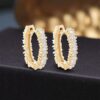 Pave 0.60 Cts Baguette Shape Natural Diamonds Clip Hoop Earrings 14K Yellow Gold