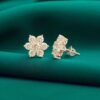 4.60 Cts F/VS1 Round Brilliant Diamonds 7-Stone Floral Stud Earrings In 14K Gold