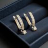 Stunning 0.68 Cts Round Brilliant Cut Natural Diamonds Dangle Earrings 18K Gold