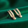 Stunning 0.68 Cts Round Brilliant Cut Natural Diamonds Dangle Earrings 18K Gold
