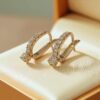 Exquisite 0.68 Carats Round Brilliant Cut Diamonds Dangle Earrings 18K Rose Gold