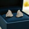 Elegant 1.35 Cts Round Baguette Shape Natural Diamonds Stud Earrings in 14K Gold