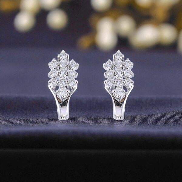E-111 (5) Exquisite 0.88 Cts Round Brilliant Cut Natural Diamonds Huggie Earrings 14K Gold
