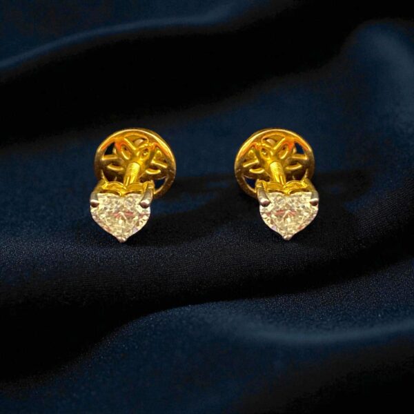 E-113 (15) GIA Certified 0.60 Cts F/VS1 Heart Shape Natural Diamonds Stud Earrings 18K Gold