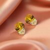 E-113 (16) GIA Certified 0.60 Cts F/VS1 Heart Shape Natural Diamonds Stud Earrings 18K Gold