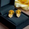 E-113 (17) GIA Certified 0.60 Cts F/VS1 Heart Shape Natural Diamonds Stud Earrings 18K Gold