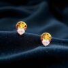 E-113 (18) GIA Certified 0.60 Cts F/VS1 Heart Shape Natural Diamonds Stud Earrings 18K Gold