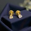 E-115 (17) 0.60 Cts F/VS1 GIA Certified Heart Shape Natural Diamonds Stud Earrings 18K Gold