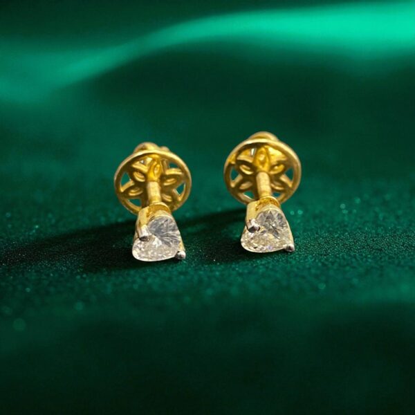 E-115 (18) 0.60 Cts F/VS1 GIA Certified Heart Shape Natural Diamonds Stud Earrings 18K Gold